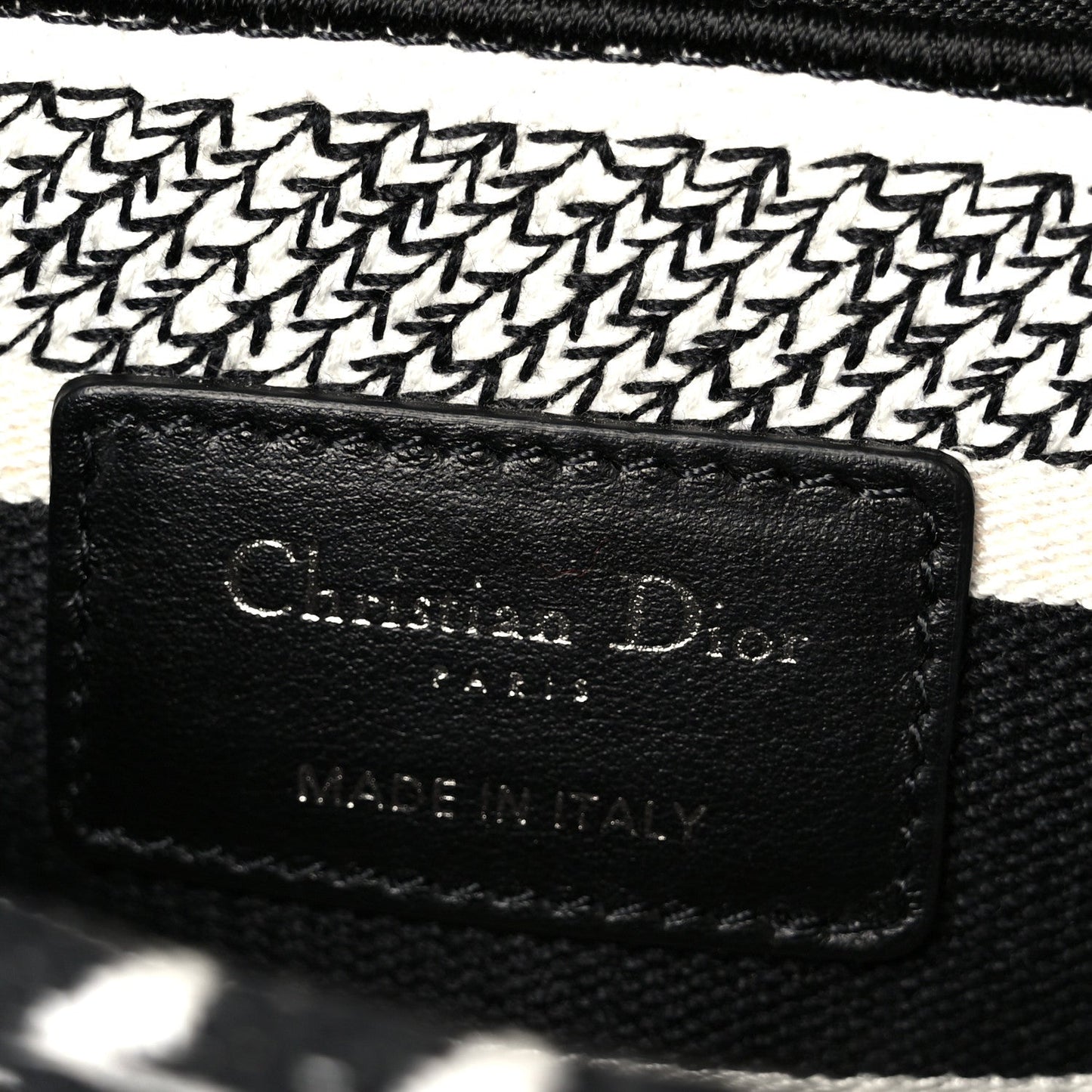 Canvas Houndstooth Embroidered Medium Lady D-Lite Black White