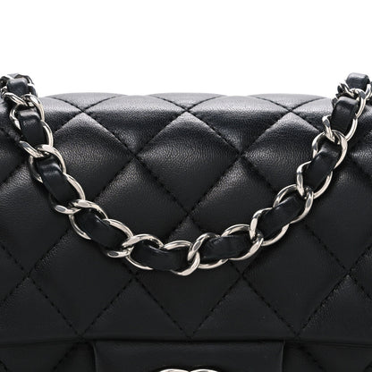 Lambskin Quilted Mini Rectangular Flap Black