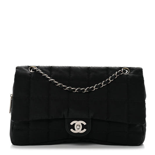 Nylon Square Quilted Flap Black
