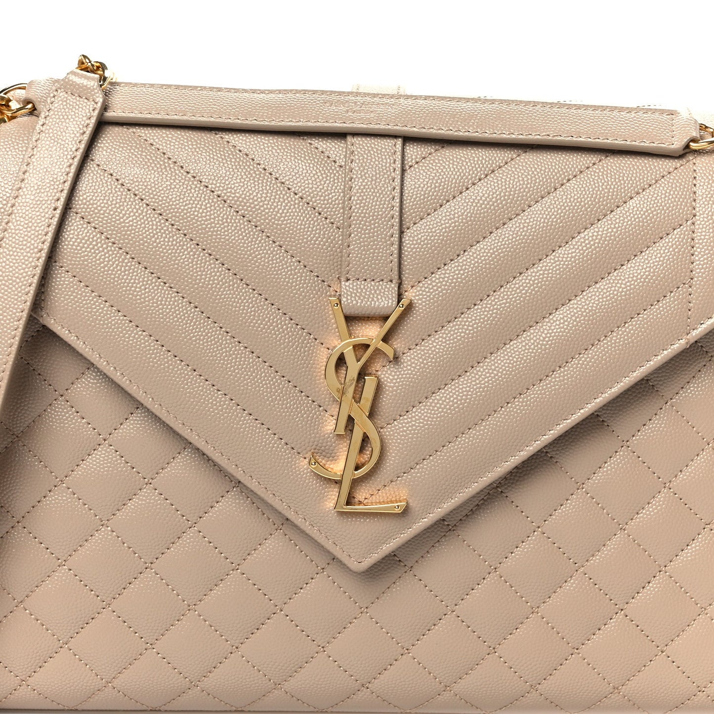Grain De Poudre Mixed Matelasse Large Triquilt Monogram Satchel Dark Beige