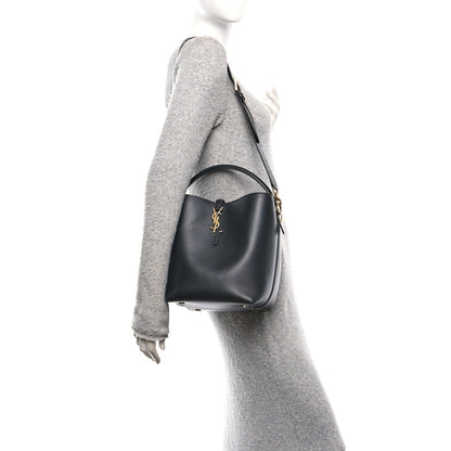 Smooth Shiny Calfskin Monogram Le 37 Bucket Bag Black