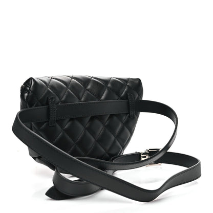 Calfskin Quilted Waist Belt Bag Black