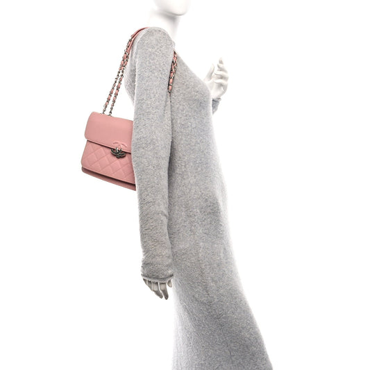 Goatskin Quilted Small CC Box Flap Pink