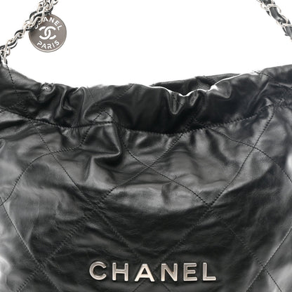 Shiny Calfskin Quilted Small Chanel 22 Black