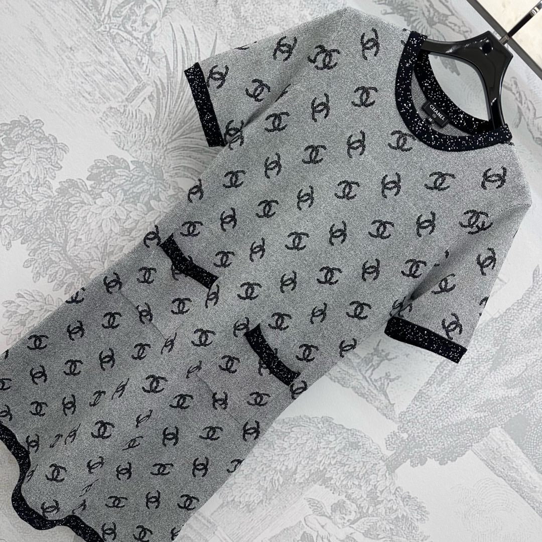 CHANEL KNIT SEQUIN SHORT SLEEVE DRESS STYLE 275