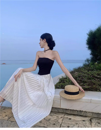 Simple Casual Design A-Line Women Strapless Dress TP3150