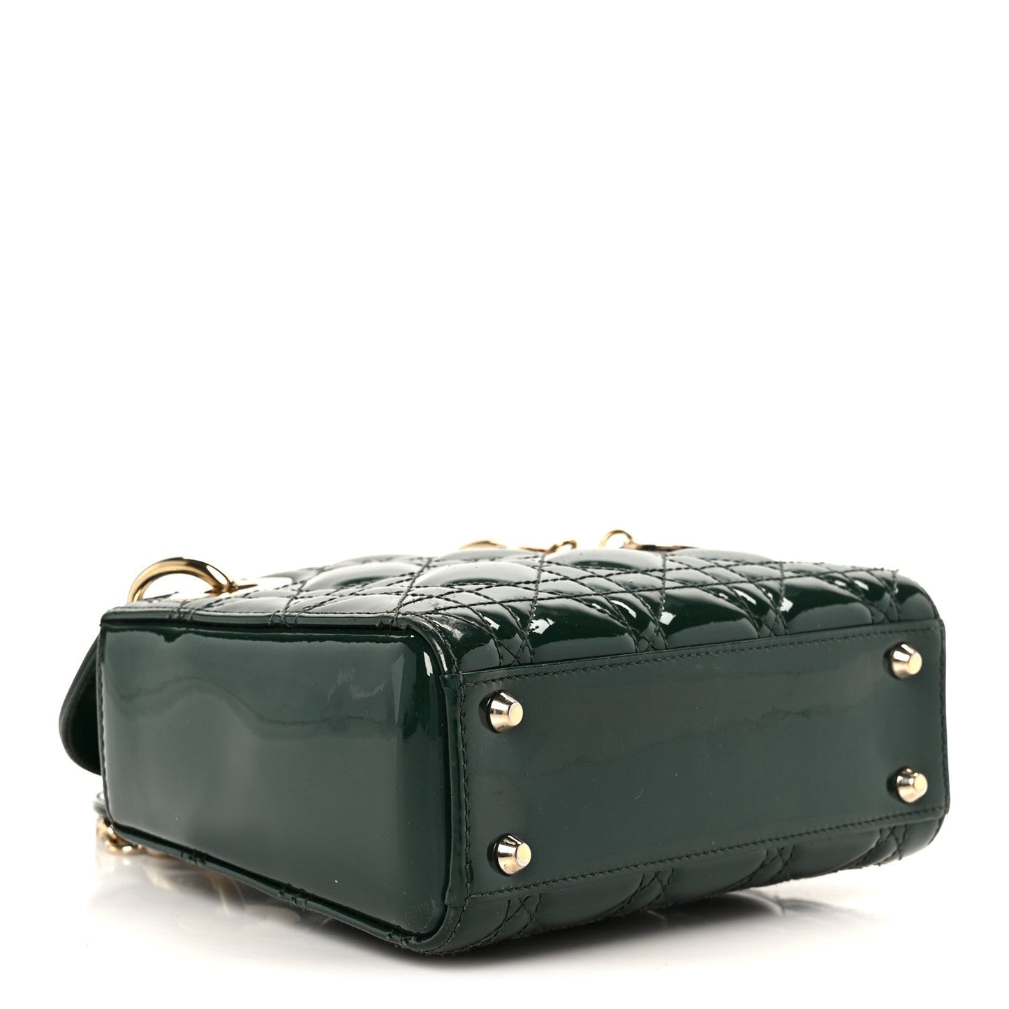 Patent Cannage Mini Lady Dior Pine Green