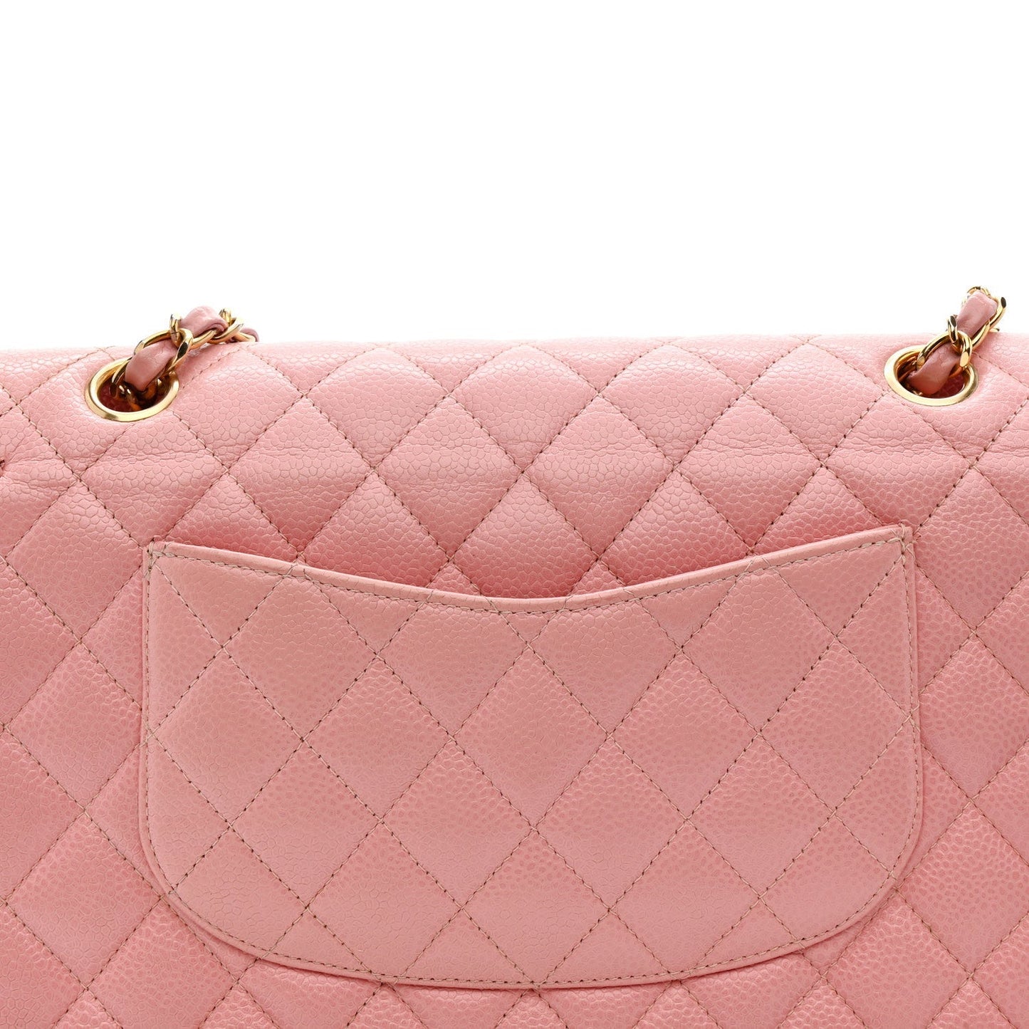 Caviar Quilted Medium Double Flap Pink