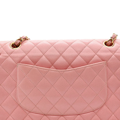 Caviar Quilted Medium Double Flap Pink
