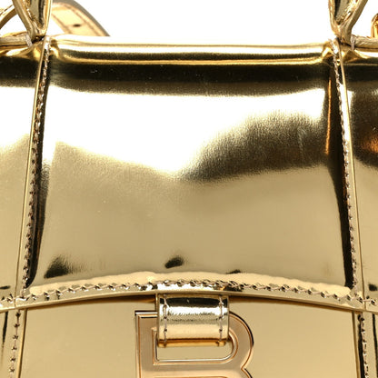 Mirror Calfskin Hourglass Top Handle Bag XS Gold