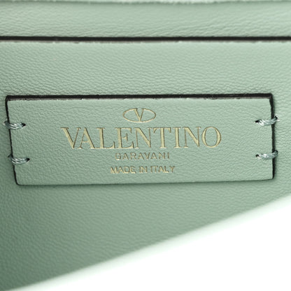 Crystal Suede Small Roman Stud Shoulder Bag Green