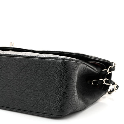 Caviar Quilted Jumbo Double Flap Black