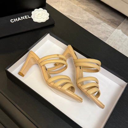 CC 26C Double C Strap Sandals Beige Sheepskin
