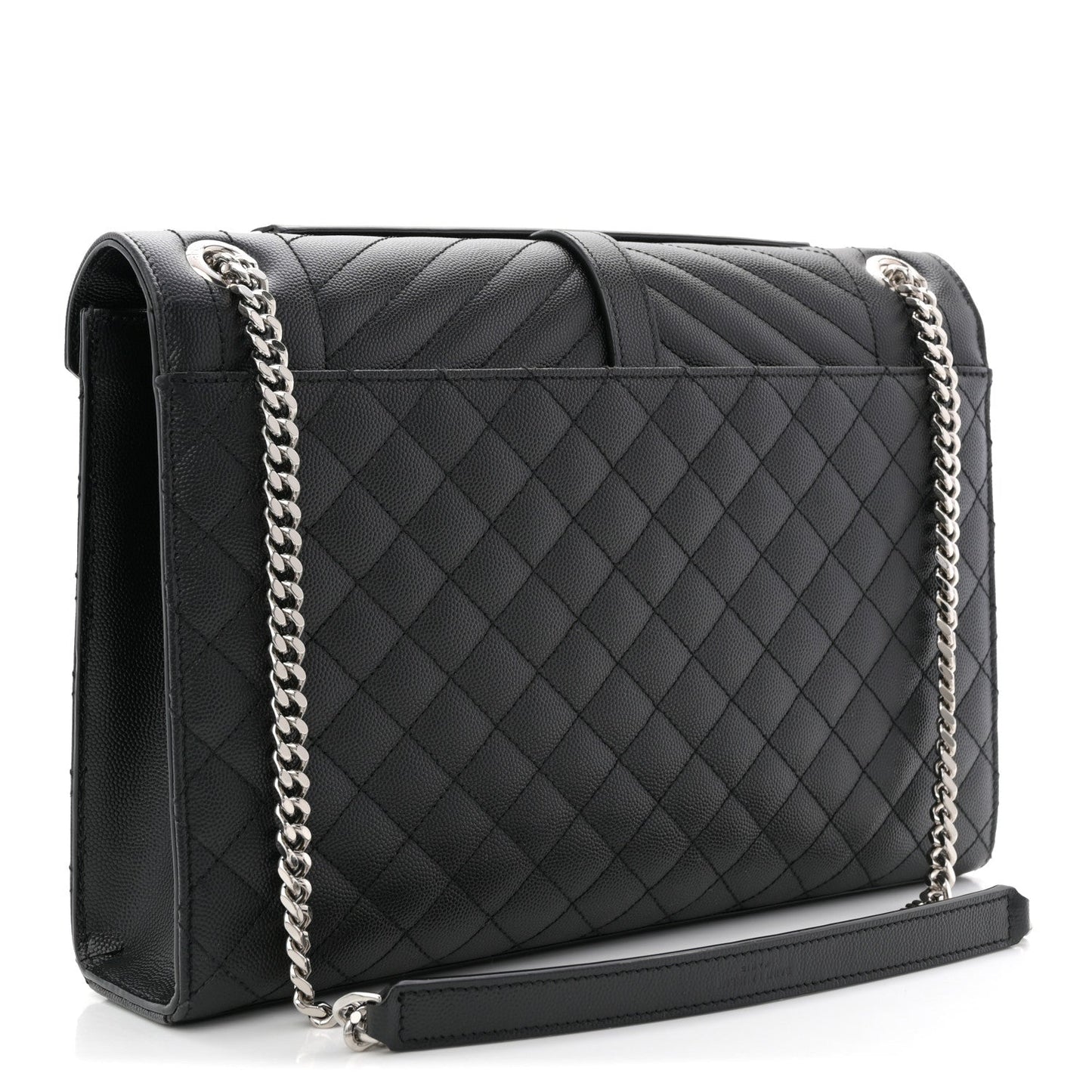 Grain De Poudre Textured Mixed Matelasse Large Triquilt Monogram Satchel Black