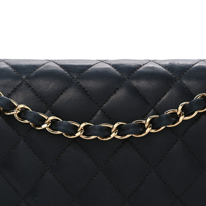 Lambskin Quilted Medium Double Flap Black
