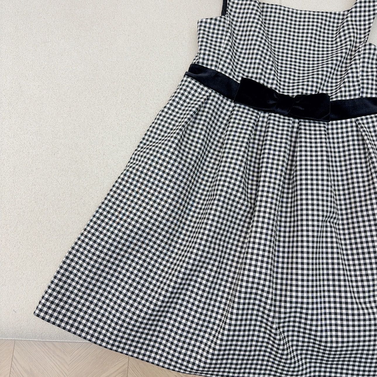 Celine 25 Bow Dress Black mix White Polyester Cotton 607798