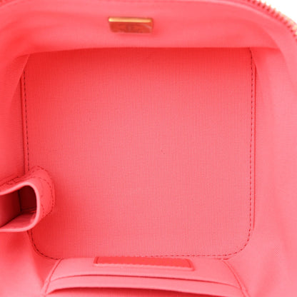 Calfskin Quilted Small Vanity Case With Chain Coral Pink