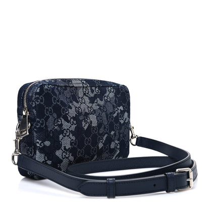 Denim GG Monogram Camouflage Small Crossbody Bag Blue