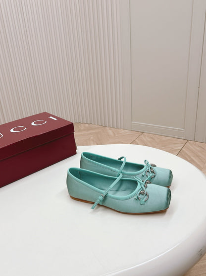 GG BALLET FLAT ARCTIC SILK
