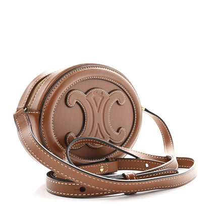 Smooth Calfskin Cuir Small Triomphe Oval Crossbody Purse Tan