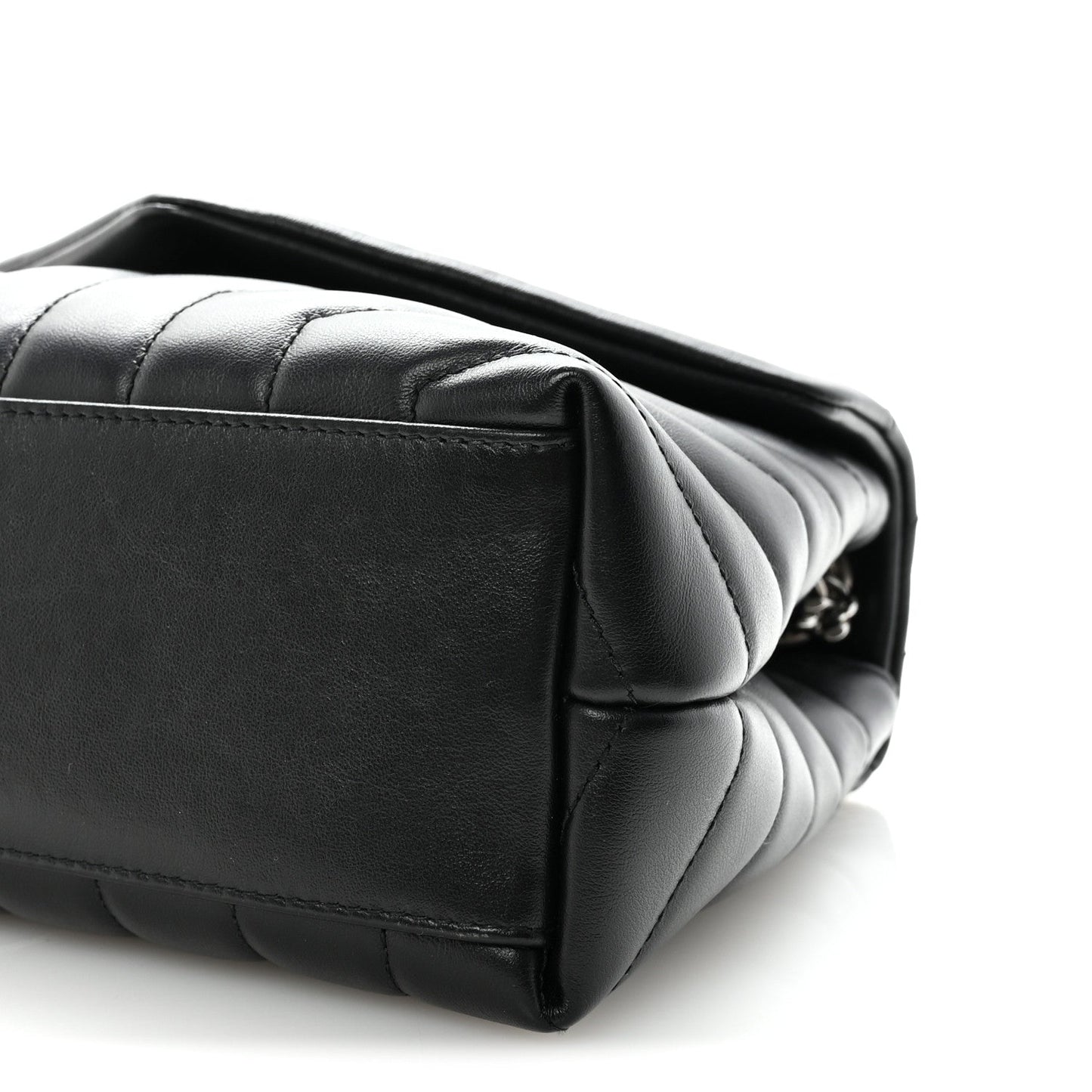 Calfskin Y Quilted Monogram Small Loulou Chain Satchel Black