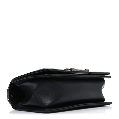 Calfskin Double Stitch Small Boy Flap Black