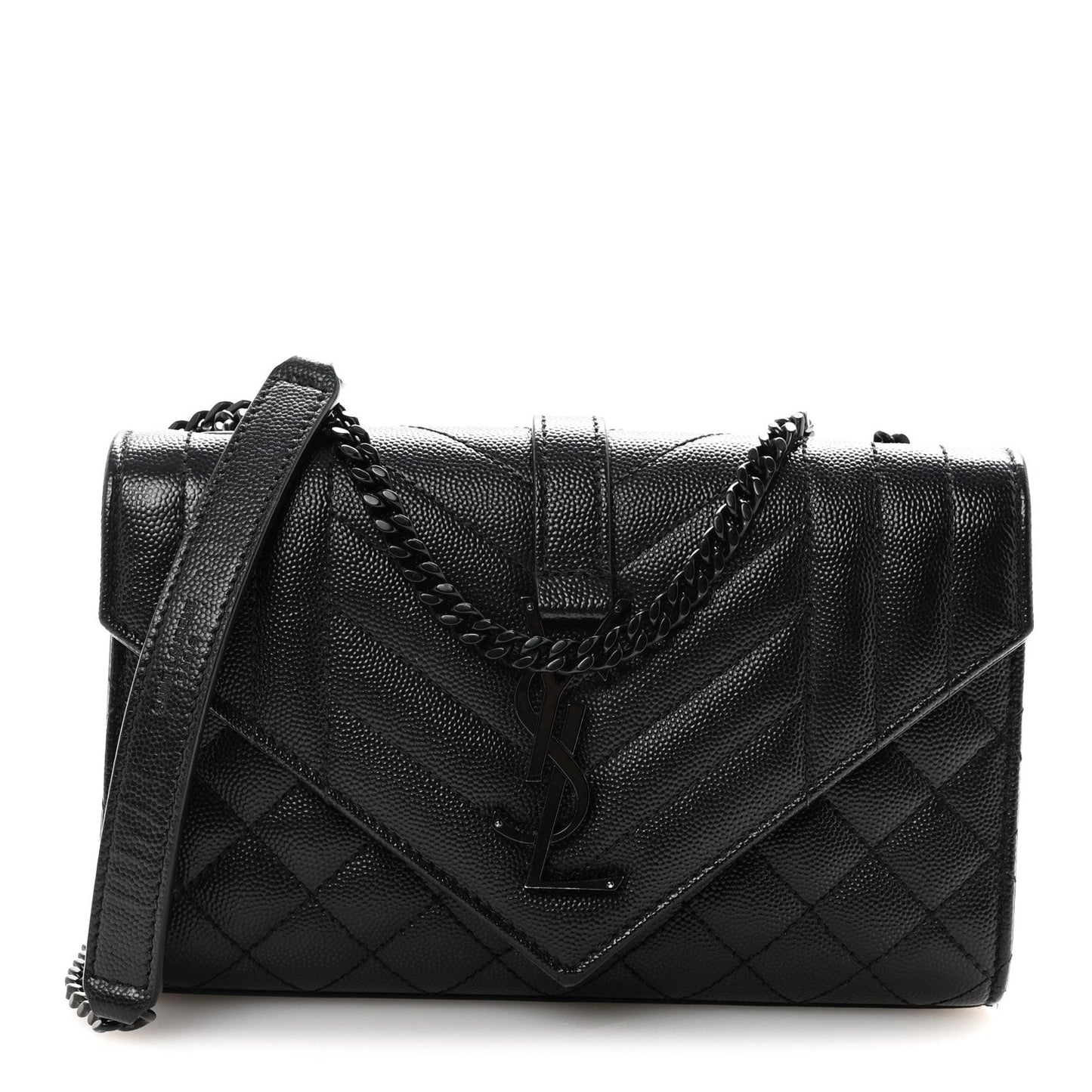 Grain De Poudre Textured Mixed Matelasse Triquilt Small Monogram Monochrome Satchel Black