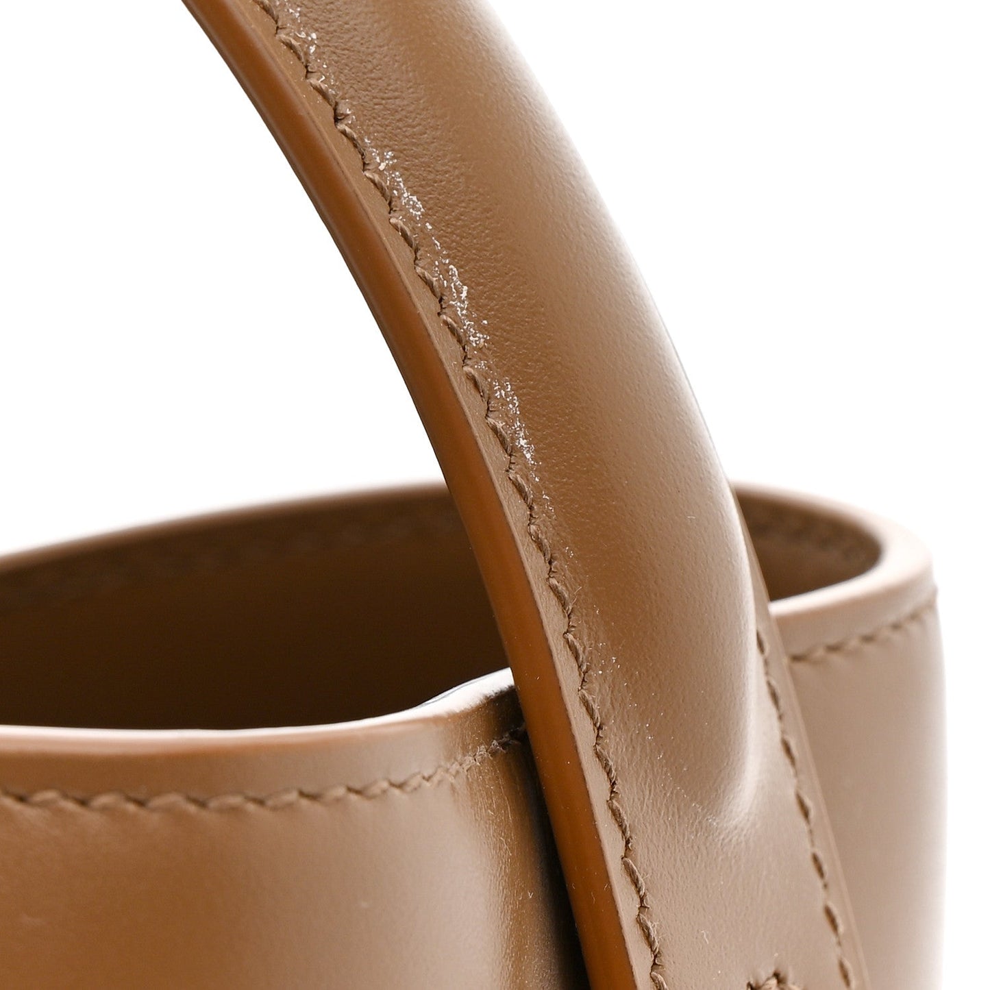 Shiny Calfskin Le 37 Small Bucket Bag Dark Cork