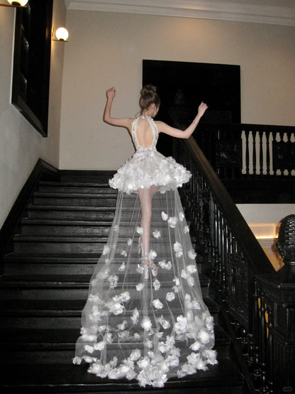 Gorgeous Glittering Silvery Beaded Sequined A-Line Halter Dress Design Party Dress Homecoming Dress TP4233