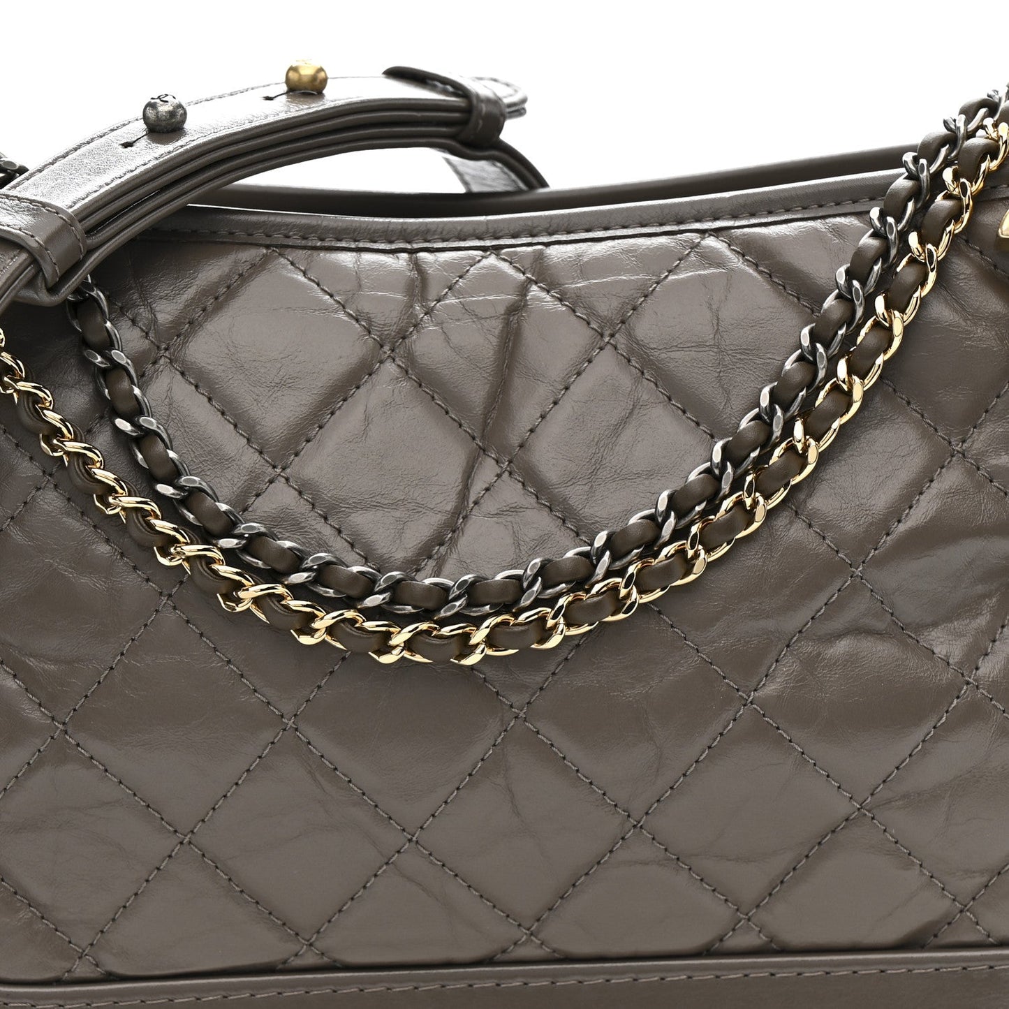 Aged Calfskin Quilted Medium Gabrielle Hobo Grey