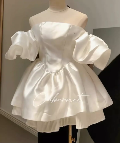 Birthday dress high-end party dress niche princess dress one-shoulder tube top dress R1766