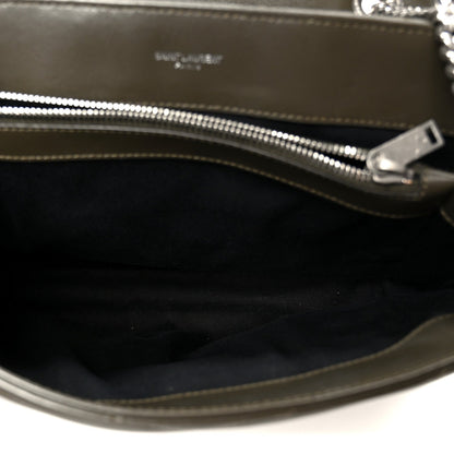 Calfskin Y Quilted Monogram Medium Loulou Chain Satchel Kaki Fonce