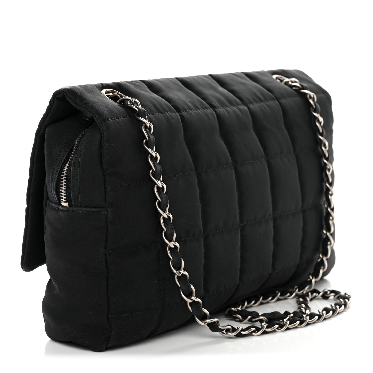 Nylon Square Quilted Flap Black