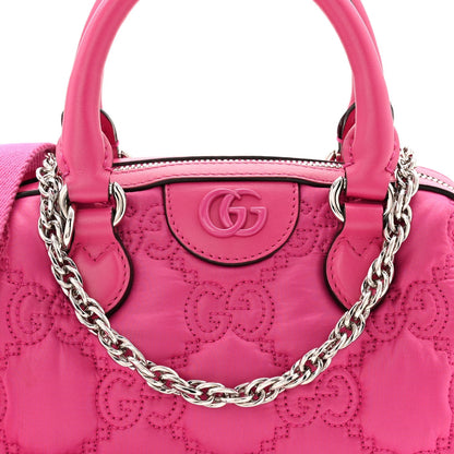Nylon Calfskin Enamel GG Matelasse Mini Bowler Bag Lovely