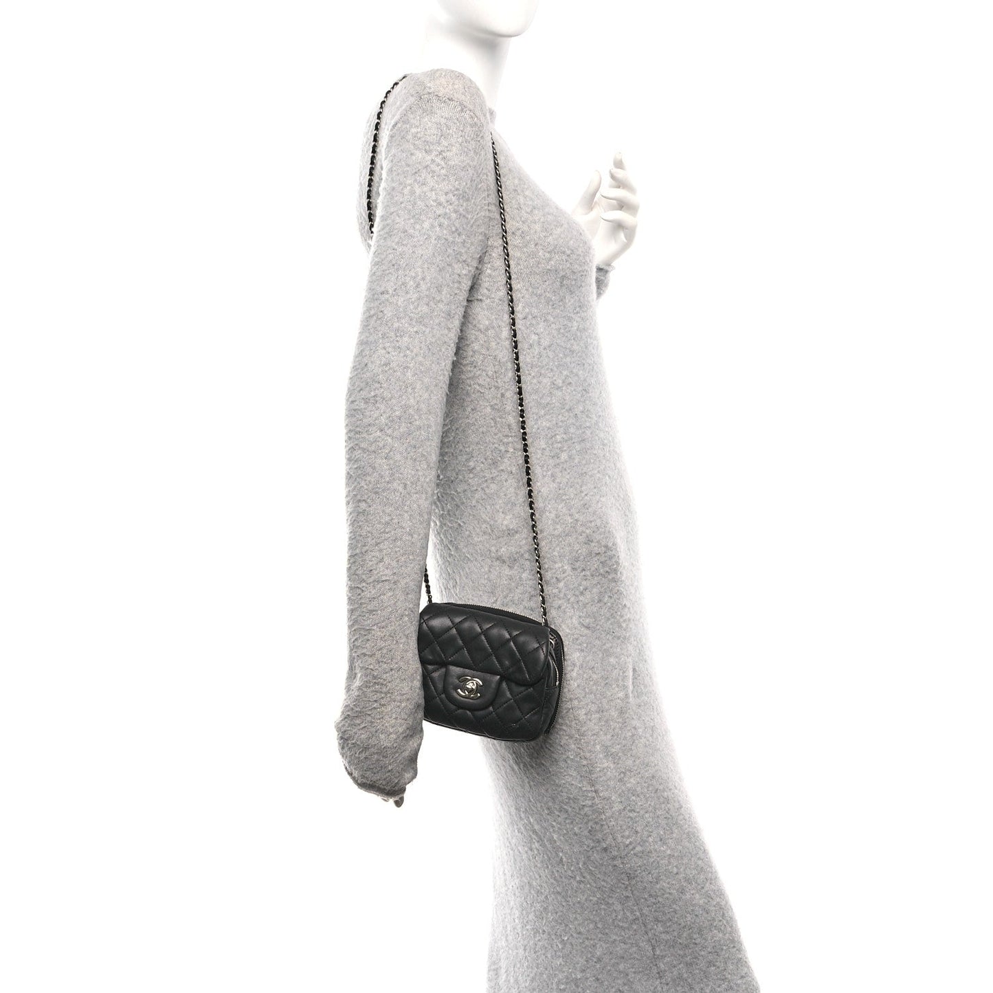 Lambskin Stitched New Mini Flap Black