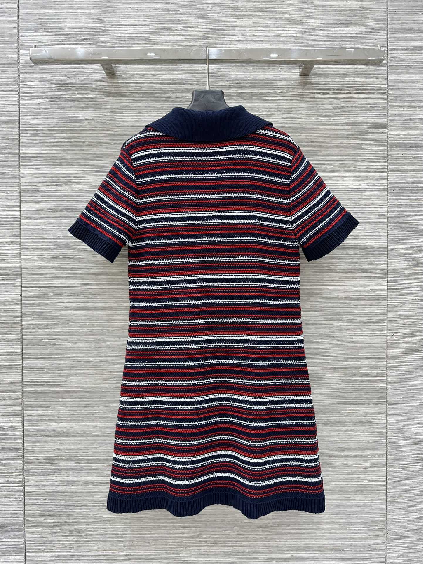 Gucci 25 Knitted V-neck Dress White Red Wool