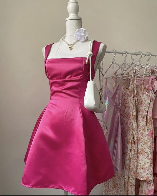 Barbie pink halter backless design waist slimming short skirt homecoming dress R2891