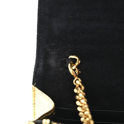 Metallic Goatskin Lambskin Classic Monogram Kate Tassel Chain Wallet Gold