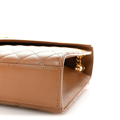 Grain De Poudre Textured Mixed Matelasse Triquilt Large Monogram Satchel Naturel