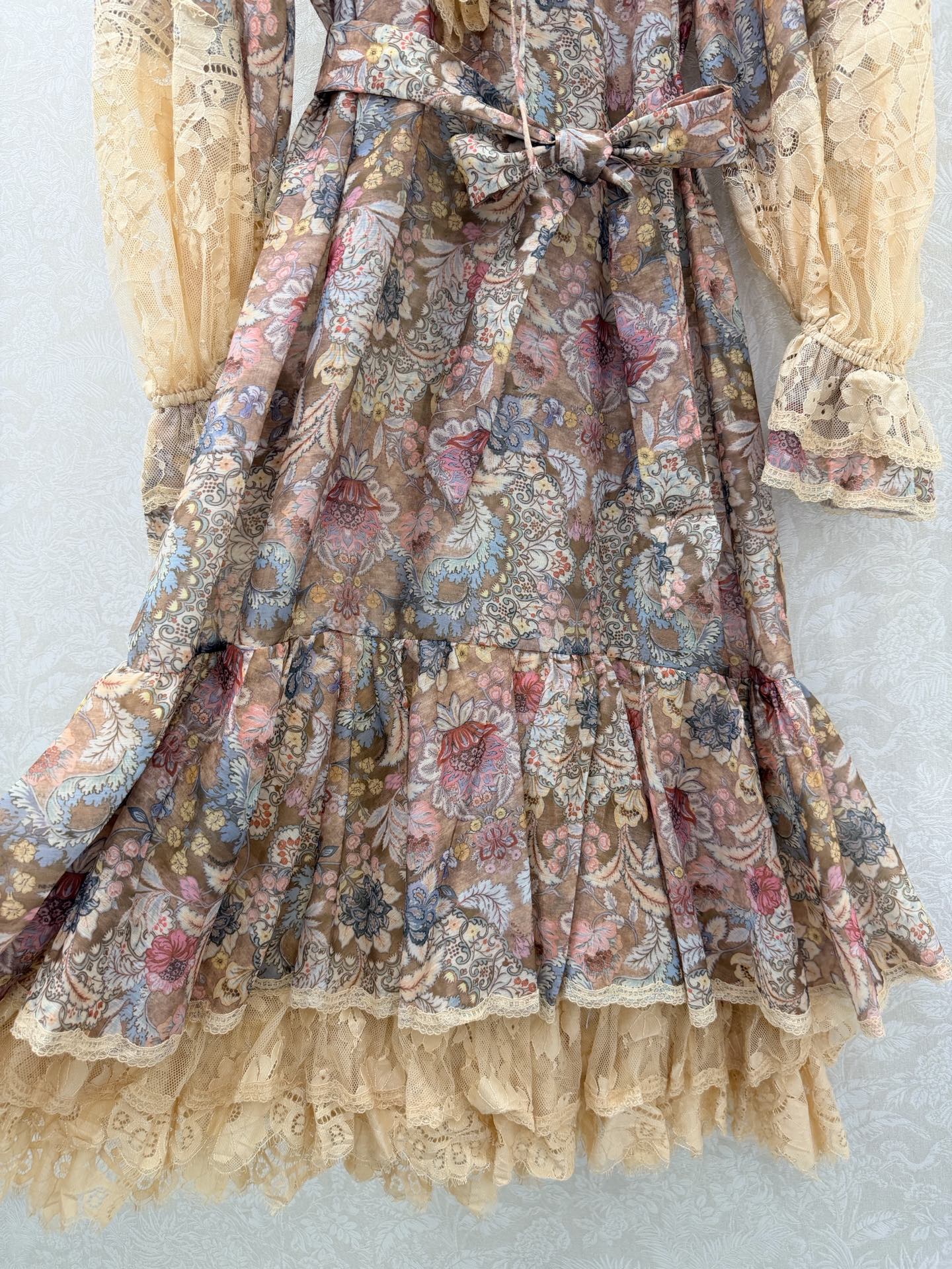 Zimmermann Rebellion Lace-Up Mini Dress Tan Pink Cotton 347314