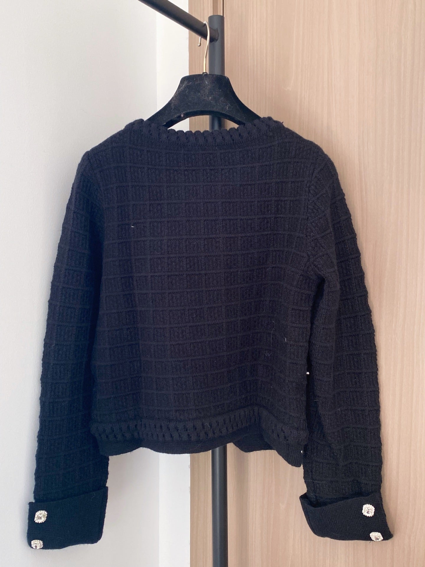 Chanel 2025 Cardigan With Rhinestone Embellishment Black Wool