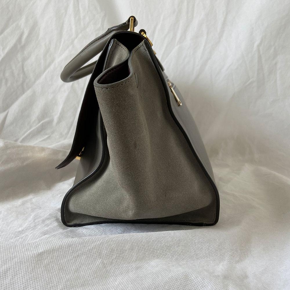 Celine Grey Croc Embossed Medium Trapeze Top Handle Bag