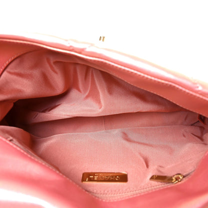 Iridescent Lambskin Quilted Large Chanel 19 Flap Pink