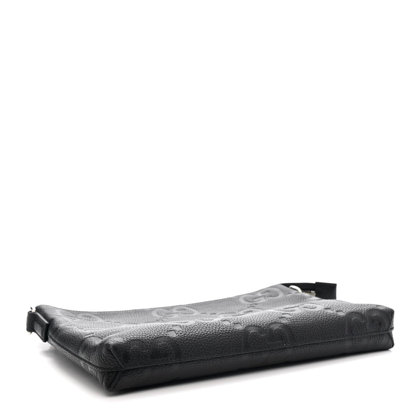 Piuma Calfskin Jumbo GG Embossed Medium Wristlet Messenger Bag Black
