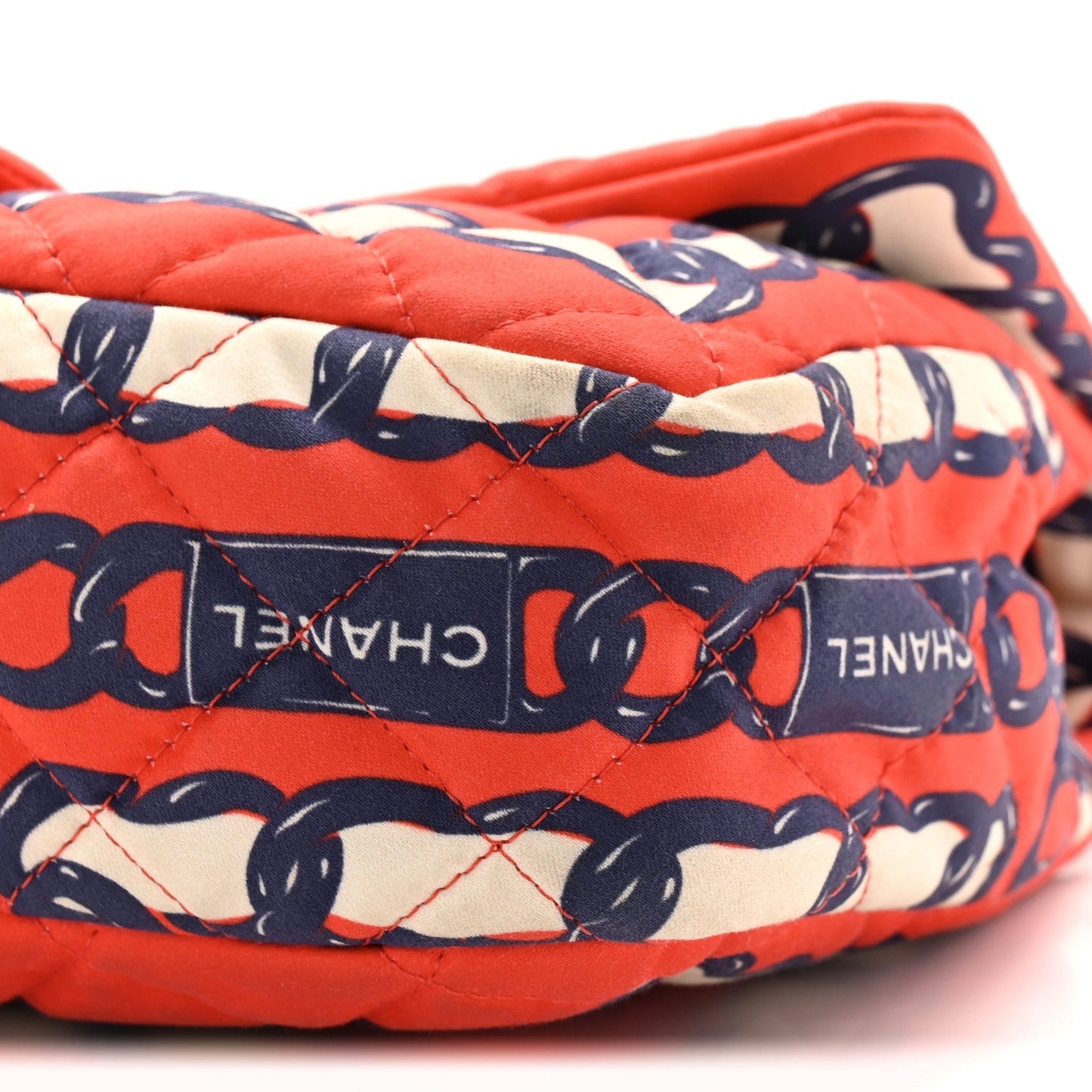 Silk Chain Printed Medium Single Flap Red