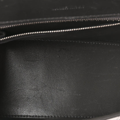 Shiny Calfskin Crocodile Embossed Small Hourglass Top Handle Bag Dark Grey
