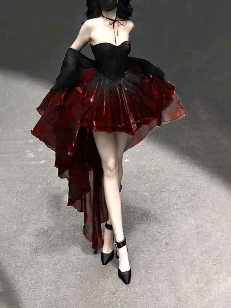 Chic Ball Gowns Sweetheart Burgundy Organza Prom Dress Birthday Dresses Birthday Outfits
