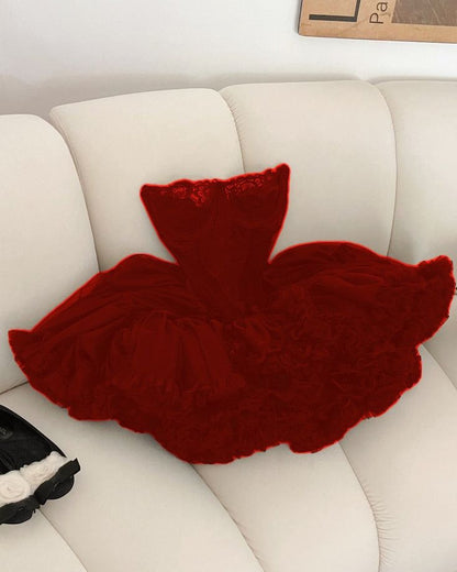 Cute Ball Gowns Strapless Black Ruffles Lace Homecoming Dresses Short Birthday Outfits