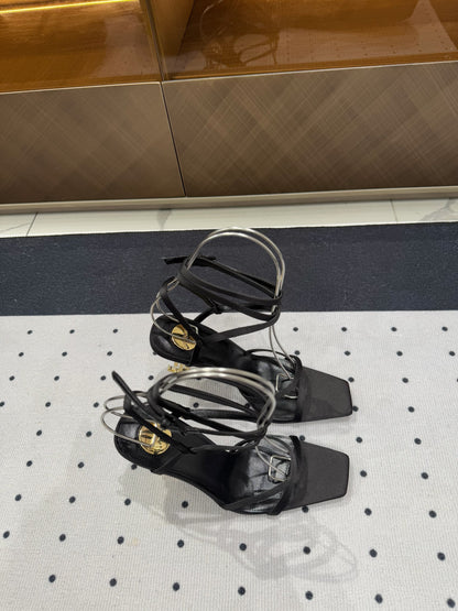 SATIN OPYUM HIGH SANDALS BLACK