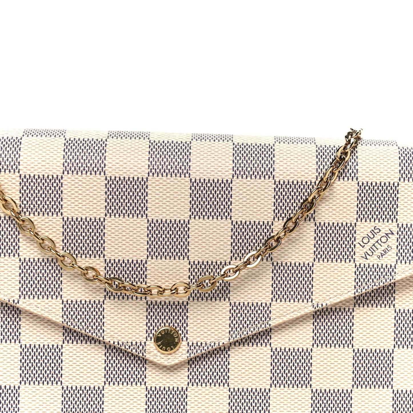 Damier Azur Pochette Felicie Chain Wallet Rose Ballerine